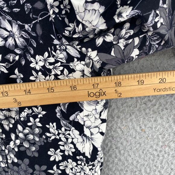 Chicos Blazer Womens 0 US Small Black Monochrome Floral Stretch Office Career - Picture 7 of 9